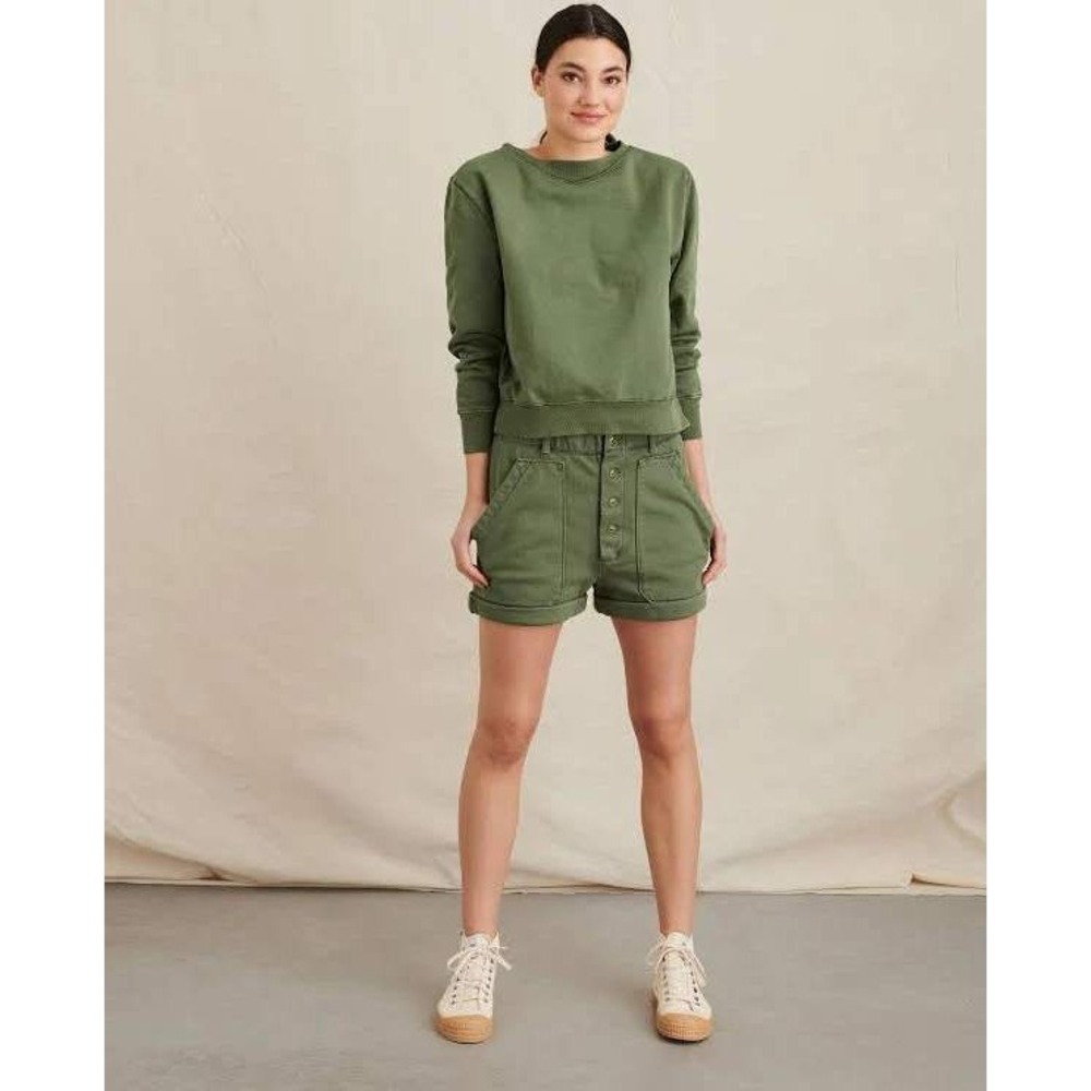 Alex Mill Ambrose Cotton Fleece Shorts in Army Green High Rise size large - Picture 4 of 16